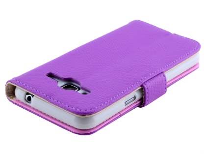 Samsung Galaxy J3 (2016) Synthetic Leather Wallet Case with Stand - Purple