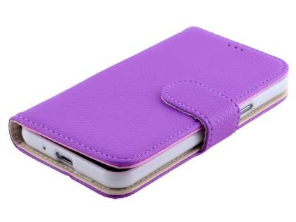 Samsung Galaxy J3 (2016) Synthetic Leather Wallet Case with Stand - Purple