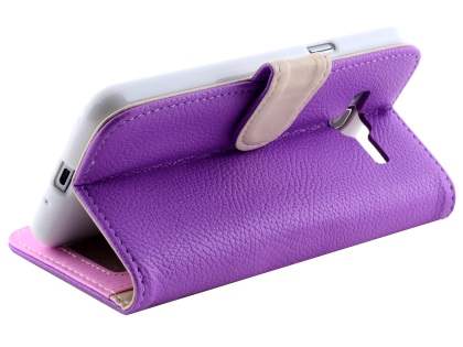 Samsung Galaxy J3 (2016) Synthetic Leather Wallet Case with Stand - Purple