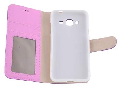 Samsung Galaxy J3 (2016) Synthetic Leather Wallet Case with Stand - Purple