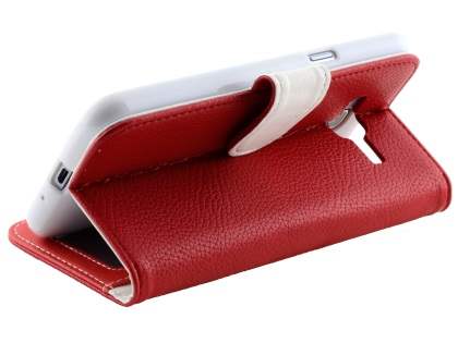 Samsung Galaxy J3 (2016) Synthetic Leather Wallet Case with Stand - Red