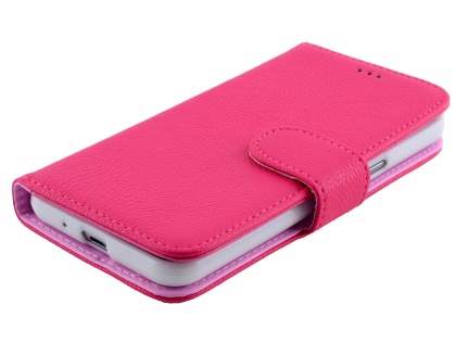 Samsung Galaxy J3 (2016) Synthetic Leather Wallet Case with Stand - Pink