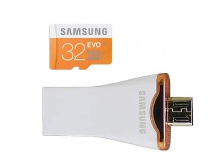 Genuine Samsung Ultra-fast Performance OTG type USB with 32GB MicroSD Card - White