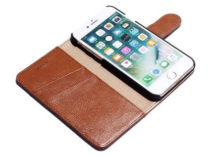 Premium Leather Wallet Case for iPhone 8/7 - Caramel