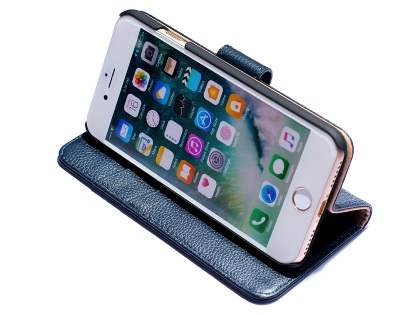Premium Leather Wallet Case for iPhone 8/7 - Midnight Blue