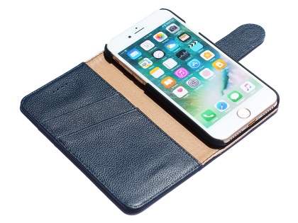 Premium Leather Wallet Case for iPhone 8/7 - Midnight Blue