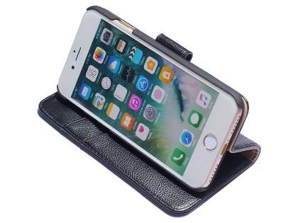 Premium Leather Wallet Case for iPhone 8/7 - Black