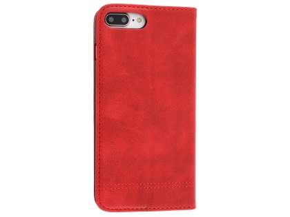 Slim Synthetic Leather Portfolio Case with Stand for iPhone 8 Plus/7 Plus - Red