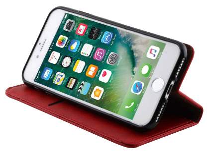 Slim Synthetic Leather Portfolio Case with Stand for iPhone 8/7 - Red
