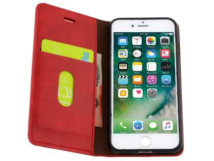 Slim Synthetic Leather Portfolio Case with Stand for iPhone 8/7 - Red