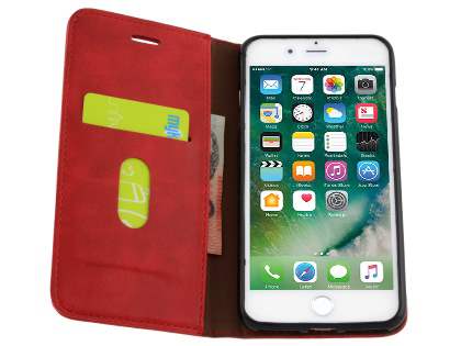 Slim Synthetic Leather Portfolio Case with Stand for iPhone 8 Plus/7 Plus - Red