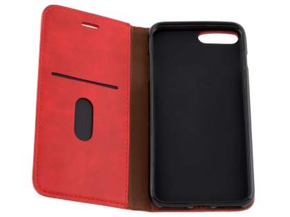 Slim Synthetic Leather Portfolio Case with Stand for iPhone 8 Plus/7 Plus - Red