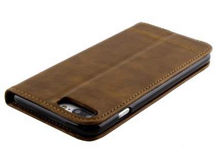 Slim Synthetic Leather Portfolio Case with Stand for iPhone 8 Plus/7 Plus - Chocolate