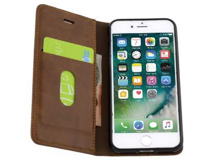 iPhone 7 4.7 inches Slim Synthetic Leather Portfolio Case with Stand - Brown
