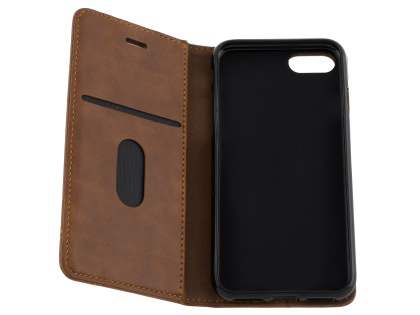iPhone 7 4.7 inches Slim Synthetic Leather Portfolio Case with Stand - Brown