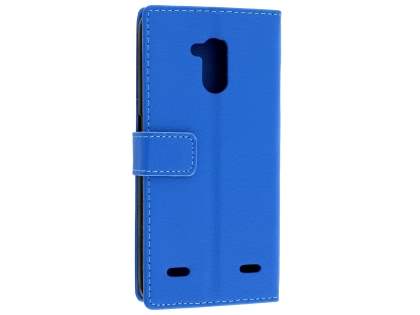Slim Synthetic Leather Wallet Case with Stand for ZTE Blitz - Blue Leather Wallet Case