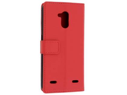 Slim Synthetic Leather Wallet Case with Stand for ZTE Blitz - Red Leather Wallet Case