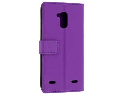 Slim Synthetic Leather Wallet Case with Stand for ZTE Blitz - Purple Leather Wallet Case