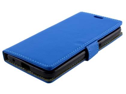 Slim Synthetic Leather Wallet Case with Stand for ZTE Blitz - Blue