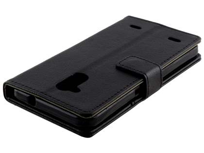 Slim Synthetic Leather Wallet Case with Stand for ZTE Blitz - Classic Black