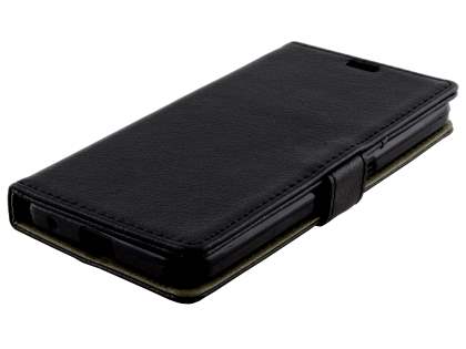 Slim Synthetic Leather Wallet Case with Stand for ZTE Blitz - Classic Black