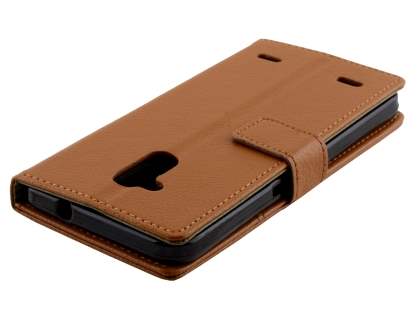 Slim Synthetic Leather Wallet Case with Stand for ZTE Blitz - Brown