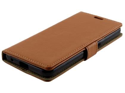 Slim Synthetic Leather Wallet Case with Stand for ZTE Blitz - Brown