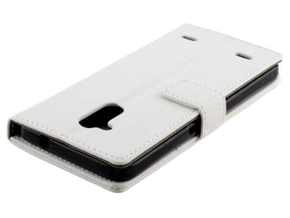 Slim Synthetic Leather Wallet Case with Stand for ZTE Blitz - White
