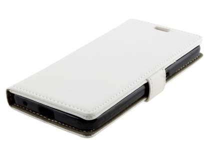 Slim Synthetic Leather Wallet Case with Stand for ZTE Blitz - White