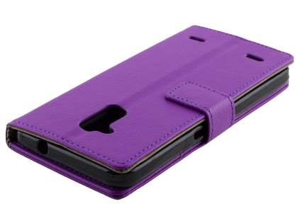 Slim Synthetic Leather Wallet Case with Stand for ZTE Blitz - Purple