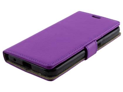 Slim Synthetic Leather Wallet Case with Stand for ZTE Blitz - Purple