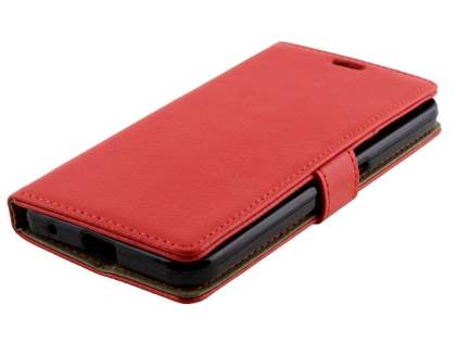 Slim Synthetic Leather Wallet Case with Stand for ZTE Blitz - Red