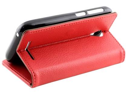 Slim Synthetic Leather Wallet Case with Stand for ZTE Blitz - Red