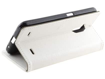 Slim Synthetic Leather Wallet Case with Stand for ZTE Blitz - White