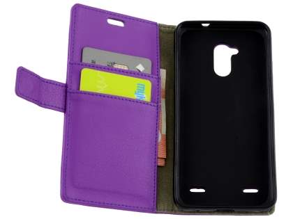 Slim Synthetic Leather Wallet Case with Stand for ZTE Blitz - Purple