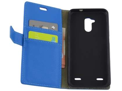 Slim Synthetic Leather Wallet Case with Stand for ZTE Blitz - Blue
