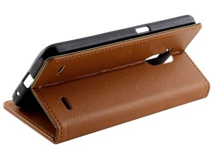 Slim Synthetic Leather Wallet Case with Stand for ZTE Blitz - Brown