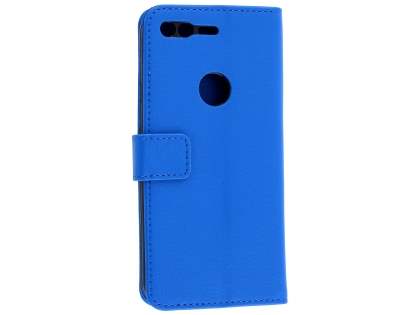 Slim Synthetic Leather Wallet Case with Stand for Google Pixel - Blue Leather Wallet Case