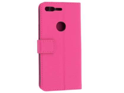 Slim Synthetic Leather Wallet Case with Stand for Google Pixel - Pink Leather Wallet Case