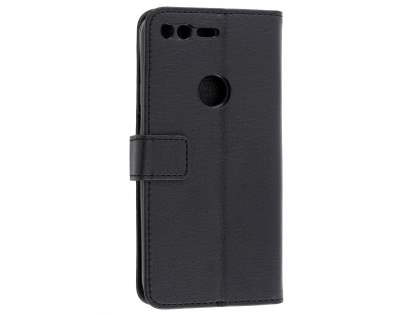 Slim Synthetic Leather Wallet Case with Stand for Google Pixel XL - Black Leather Wallet Case