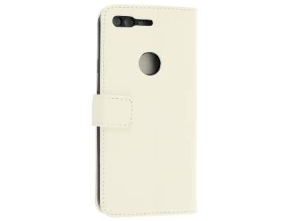 Slim Synthetic Leather Wallet Case with Stand for Google Pixel XL - White Leather Wallet Case