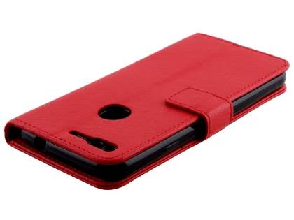 Slim Synthetic Leather Wallet Case with Stand for Google Pixel - Red