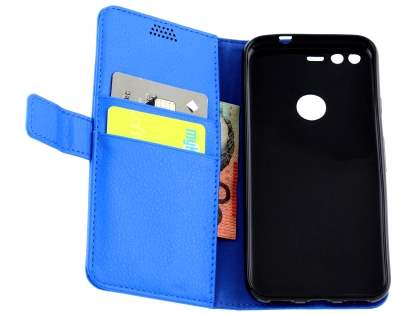 Slim Synthetic Leather Wallet Case with Stand for Google Pixel - Blue
