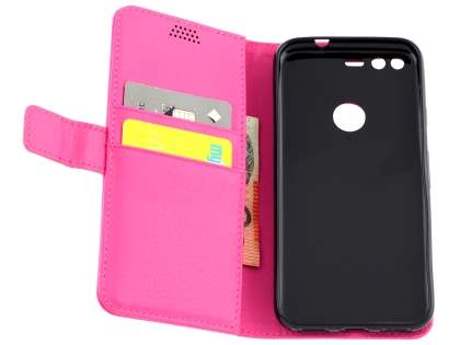 Slim Synthetic Leather Wallet Case with Stand for Google Pixel - Pink