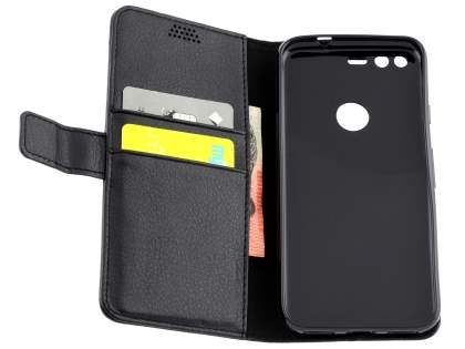 Slim Synthetic Leather Wallet Case with Stand for Google Pixel XL - Black