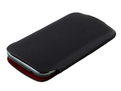 Genuine Leather Slide-in Case for HTC Desire X - Black
