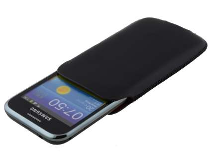 Genuine Leather Slide-in Case for HTC Desire X - Black