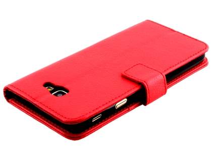 Synthetic Leather Wallet Case with Stand for Samsung Galaxy J5 Prime - Red