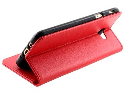 Synthetic Leather Wallet Case with Stand for Samsung Galaxy J5 Prime - Red