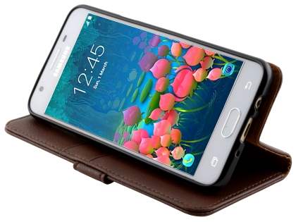 Synthetic Leather Wallet Case with Stand for Samsung Galaxy J5 Prime - Brown